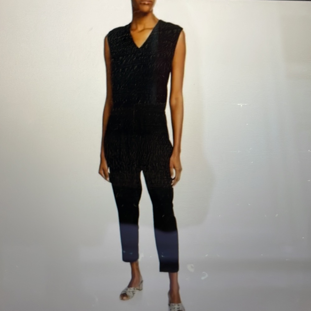 Eileen Fisher black jumpsuit sleeveless
